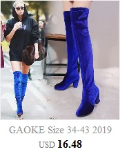GAOKE, размеры 34-43, г. Новая обувь женские ботинки черные ботфорты пикантные женские осенне-зимние сапоги до бедра