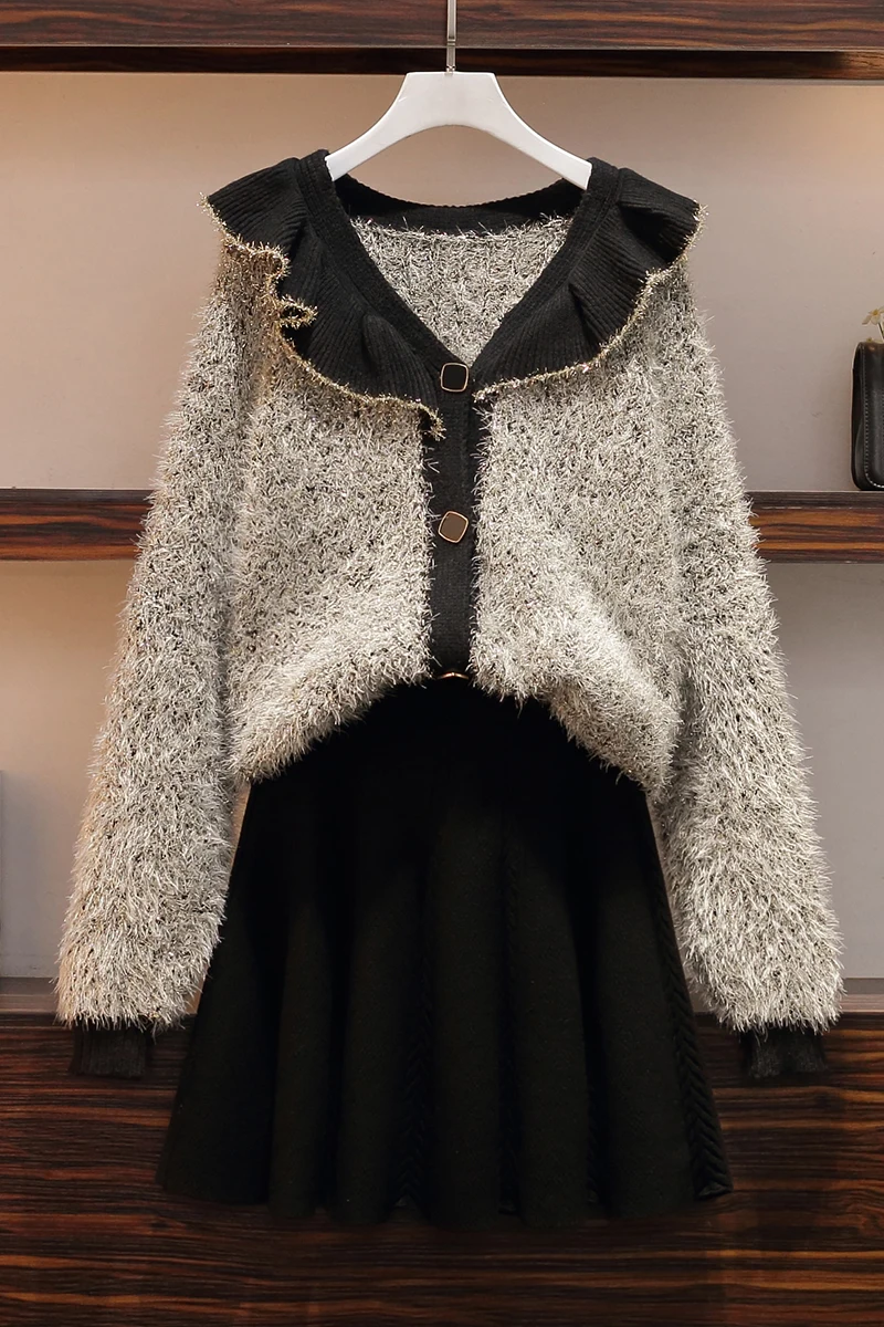 

Autumn Winter Plus Size Sweaters Women Tops Color Matching Single Breasted Knitted Cardigans Long Sleeve Woman Sweater T6128