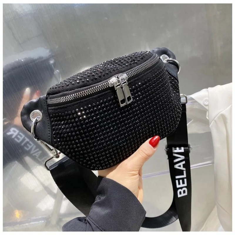 

King Diamond waist bag 2021 new fashion chest bag net red women's bag versatile broadband One Shoulder Messenger Bag