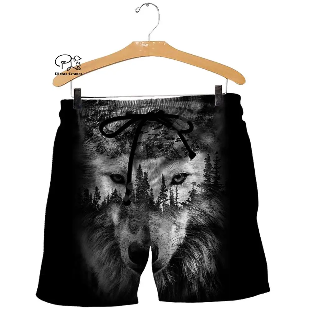 

PLstar Cosmos Wolf Hunting Animal Hunter Art Tattoo Funny Streetwear 3DPrint Women/Men Summer Casual Shorts Beach Short Pants A4