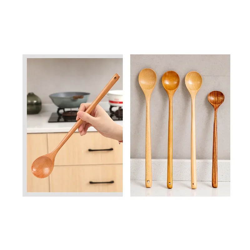 

Teaspoons Hot pot spoon wood spoon for noodles dessert honey long handle mixing spoon Tableware