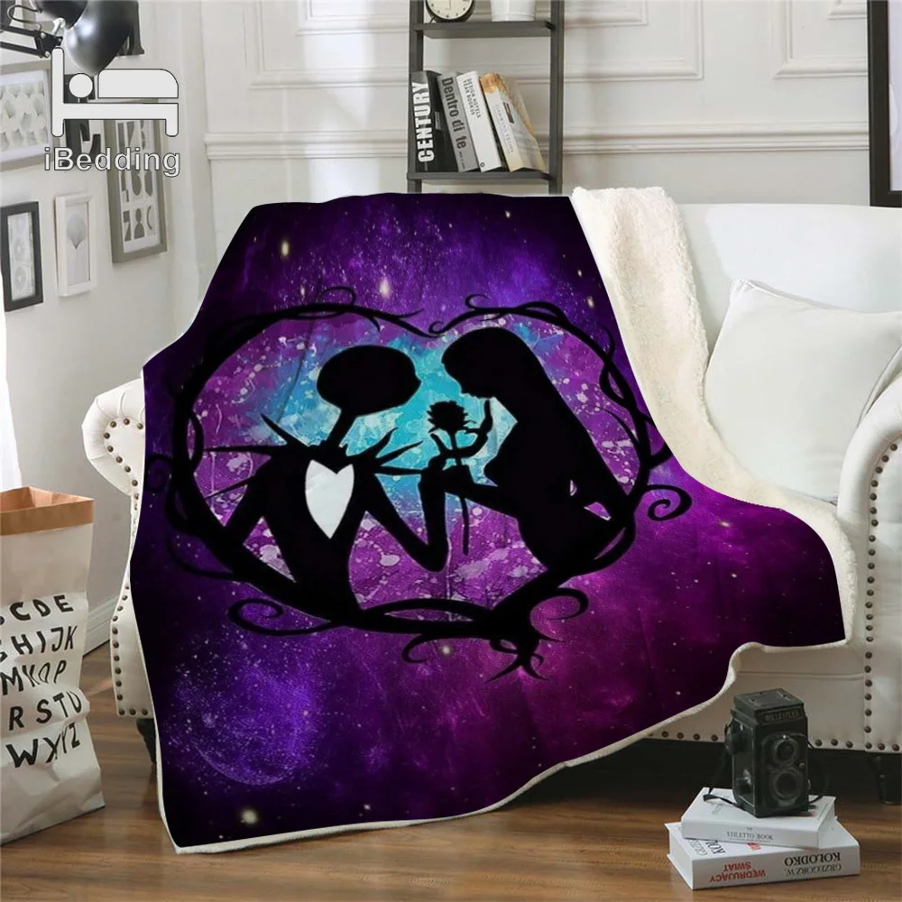 Одеяло с принтом Кошмар перед Рождеством Премиум качество шерпа одеяла для