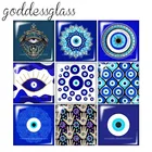 Новые квадратные синие религиозные узоры сглаза 10 шт. 12 мм20 мм25 мм30 мм фото стеклянный кабошон демонстрационная фурнитура с плоской задней стороной