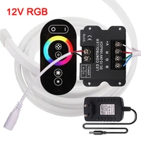 touch remote rgb 12v neon light sign led strip 5050 2835 waterproof ip68 flexible rope lights eu us power plug kit 1m 2m 5m 10m