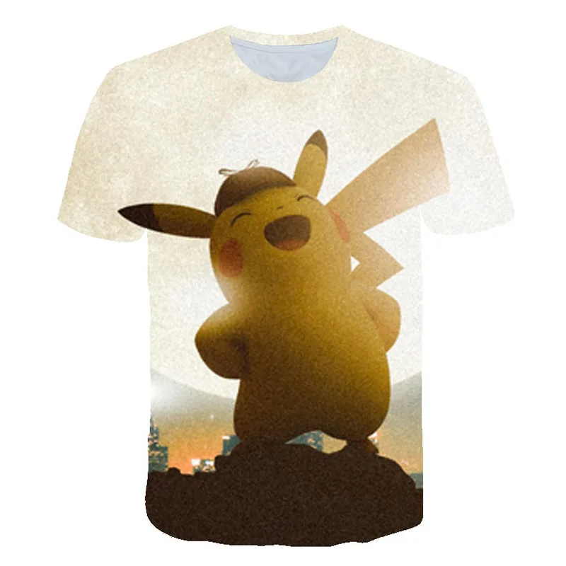 

Janpan Anime Pikachu T-shirt Pokemon Short Sleeve Cartoon Anime harajuku 3D T-shirt For Kids Boys Print Hip Hop Unisex Clothes