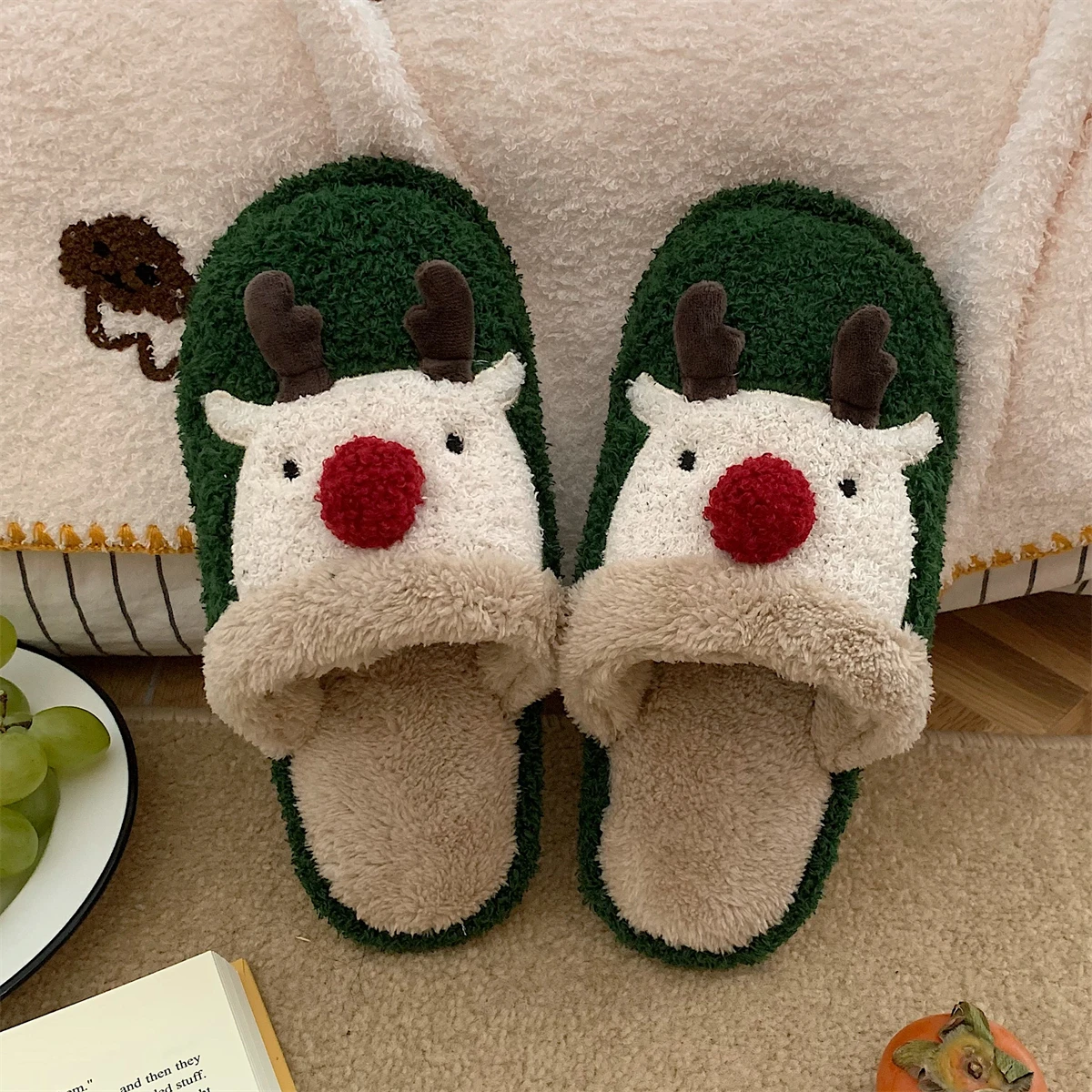 Cute Animal Slipper For Women Girls Fashion Kawaii Fluffy Winter Warm Slippers Woman Cartoon Milk Cow House Slippers Funny Shoes images - 6