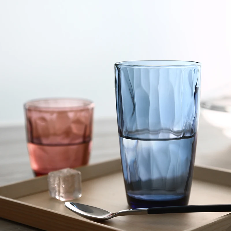 

6 pcs set Embossed household glass cup set cold drink cup fashion multicolour fruit juice cup coffee tea mug toothbrush cup
