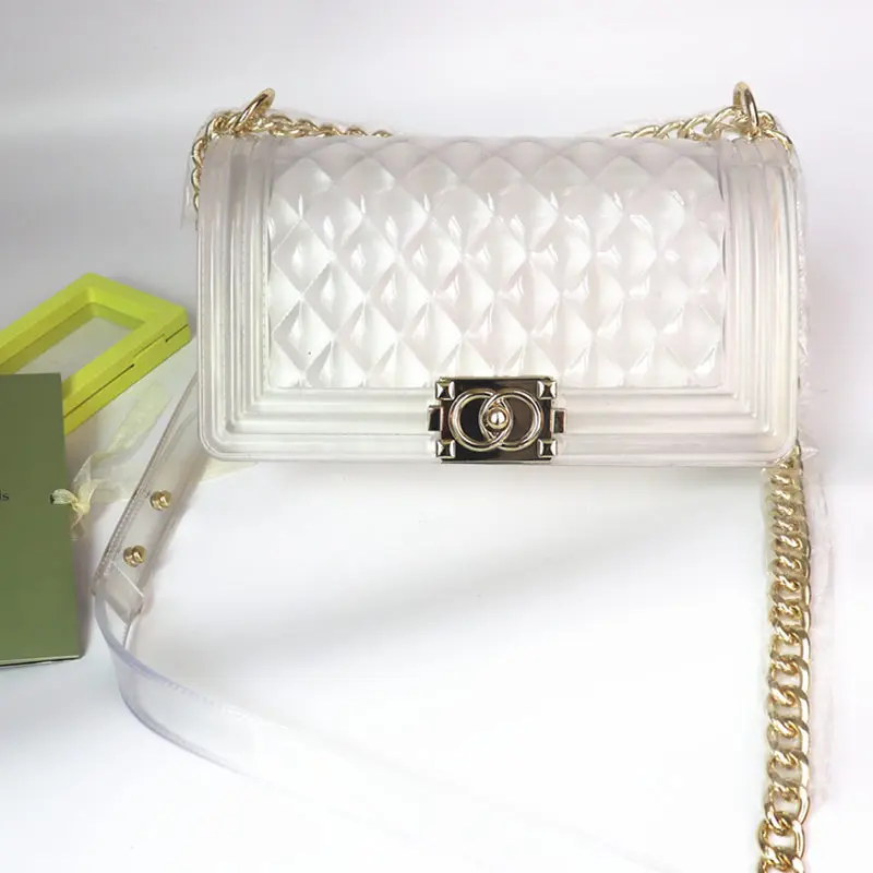 

Jelly Bag Female Bag 2021 New Fashion Translucent Gradient Color Rhombus One-shoulder Diagonal Chain Bag Purses and Handbags Sac