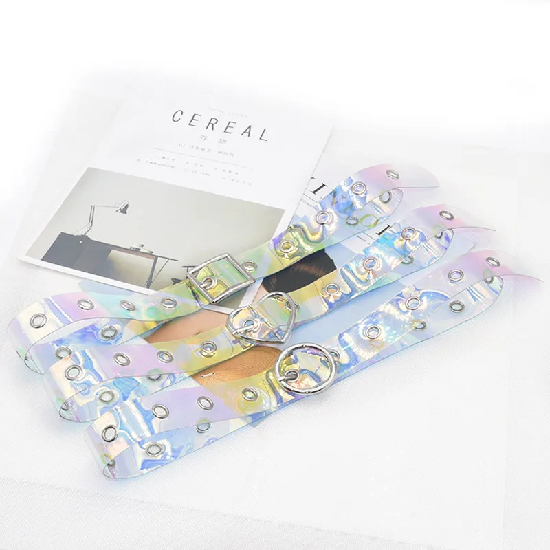 Ремень резиновый женский прозрачный длинный пояс с пряжкой в форме сердца |