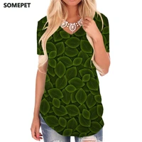 somepet cube t shirt women geometry tshirts printed leaf t shirts 3d green v neck tshirt womens clothing fashion printed