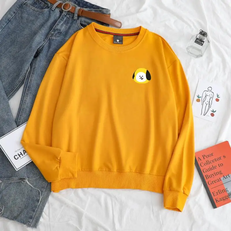 

Тропика любовь Mujer Kpop группы мальчиков JIN SUGA J HOPE JIMIN V JUNGKOOK топ мультфильм длинный рукав оверсайз одежда унисекс A.R.M.Y