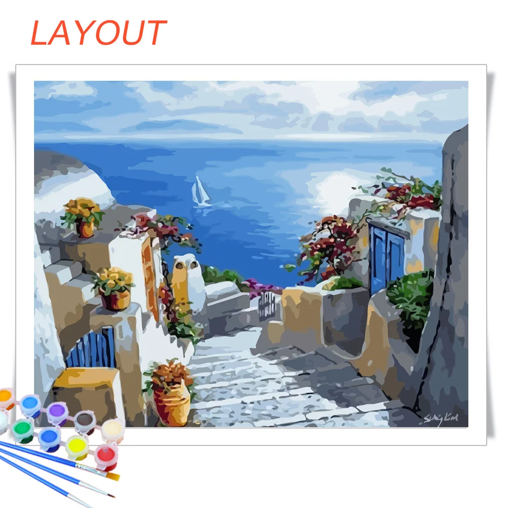 Картина по номерам на холсте с изображением Приморского городского дома | Дом и