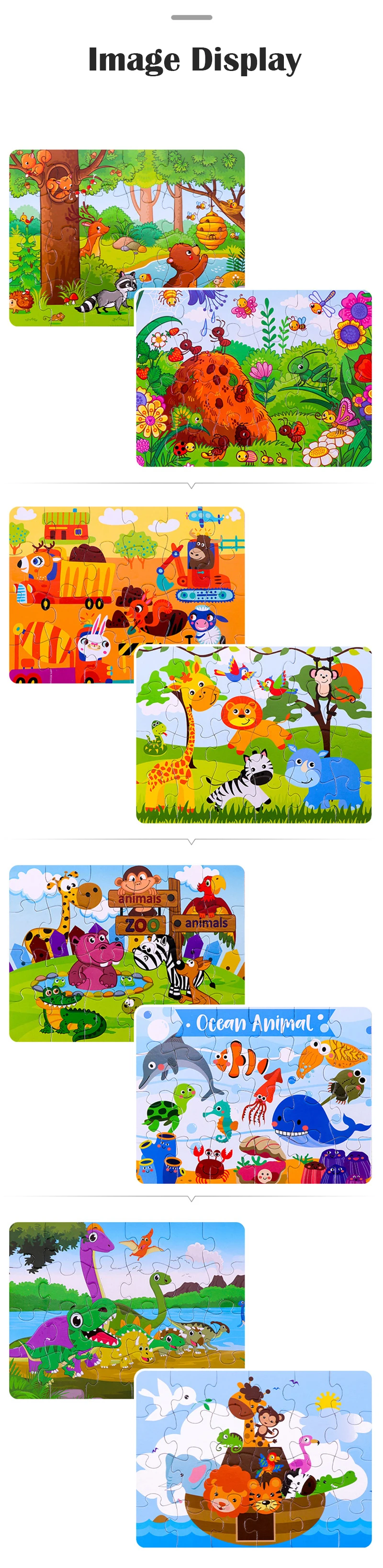 8 Style Animals Paper Jigsaw Puzzles Educational Puzzle For Children Kids Toys Brain Training Games Toys For Children Baby Gift