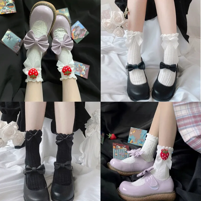 Японские студенческие короткие носки с оборками для девочек милые съемные