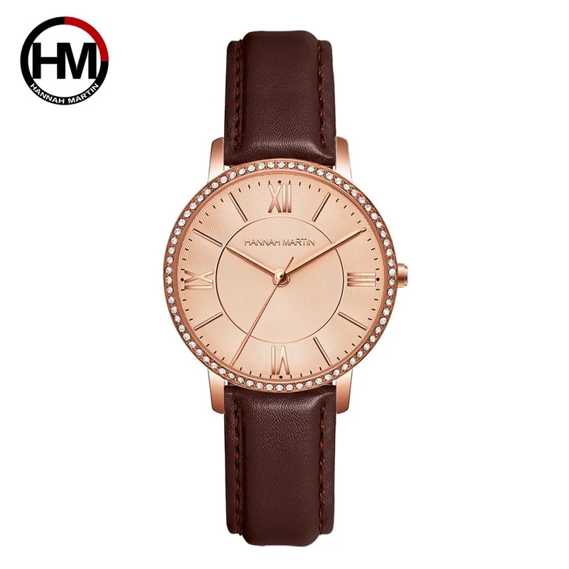 

Hannah Martin Ladies Watch Japanese Quartz Rhinestone Wrist Roman Numeral Dial Luxury Women's Watch Christmas Birthday Gift