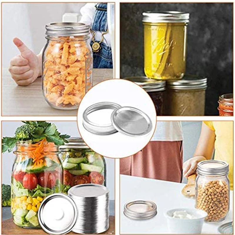 

12/24pcs Splits-Type Lids Sealing Storage Solid Caps for Regular/Wide Mouth Mason Jar Kitchen supplies BV789