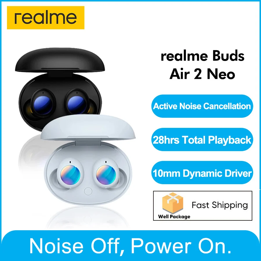 Наушники realme Buds Air 2 Neo RMA2008 28 часов воспроизведения и быстрой зарядки | Электроника