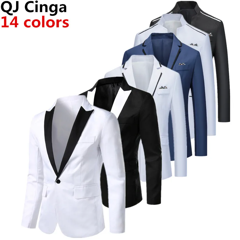Stylish Men's Blazer Casual Slim Fitness Formal One Button Office Suit Blazer Coat Top White Suit Jacket Masculino Blazers Men