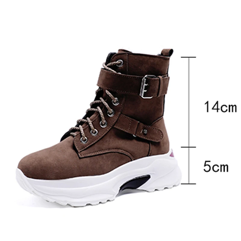 

Plus Size Warm Plush Winter Boots Chunky Sneakers Ankle Boots Women Shoes Woman Lace Up Zipper Buckle Thick Sole Platform Shoes