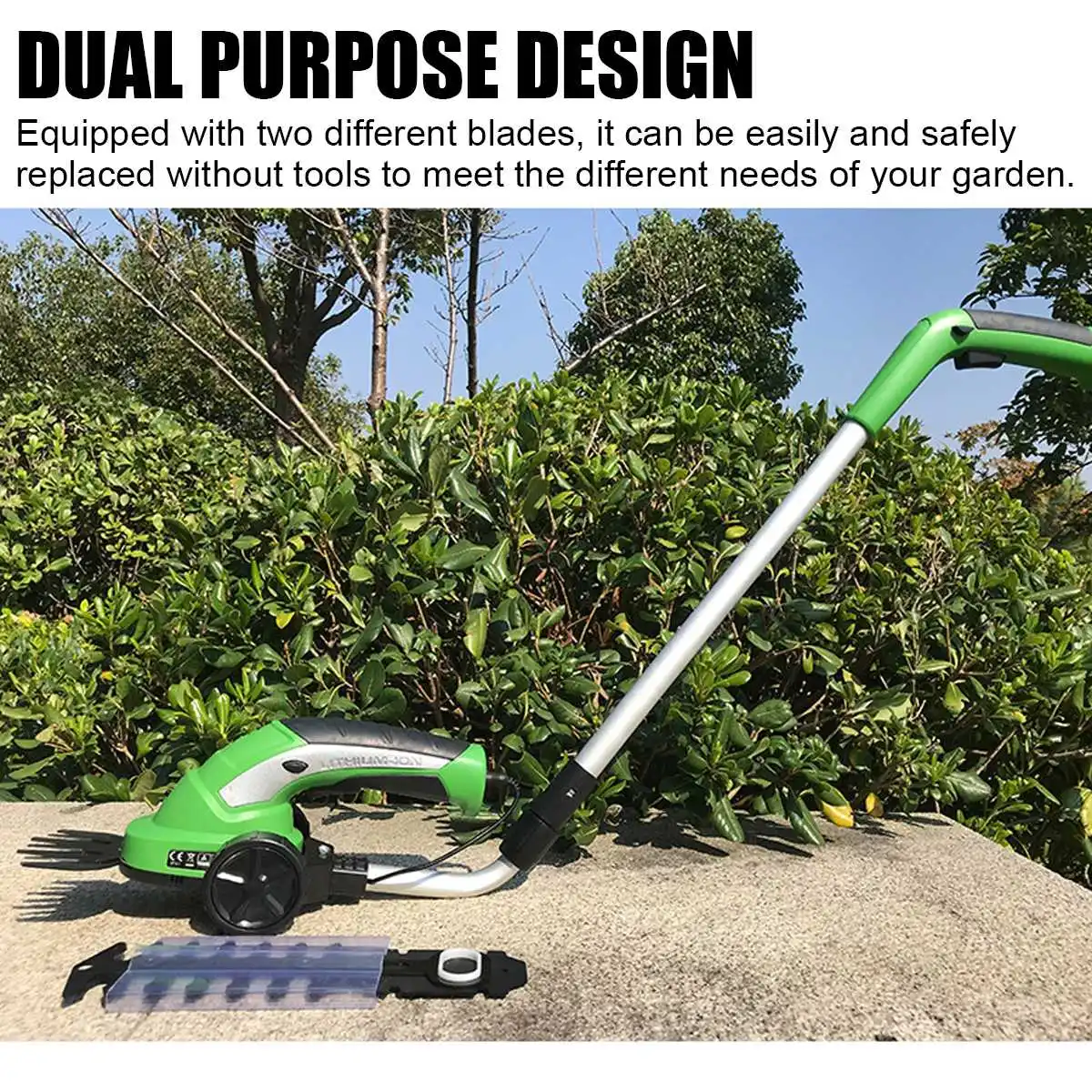 7.2V Electric Trimmer 2 in 1 Lithium-ion Cordless Garden Tools Hedge Trimmer Rechargeable Hedge Trimmers for Grass Shrubbery