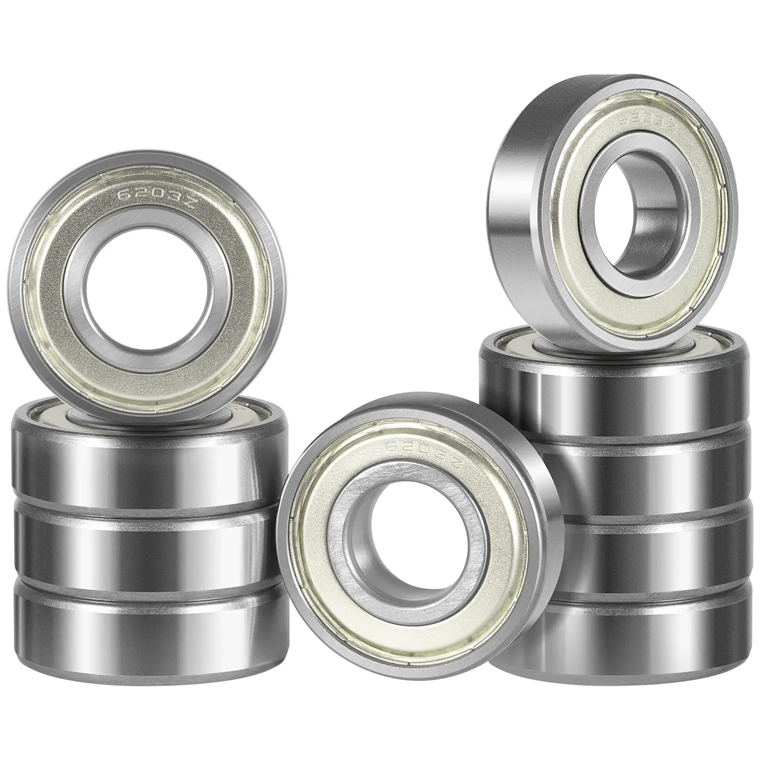 

10 Pcs 6203ZZ Double Metal Seal Bearings 17x40x12mm Steel Stable Performance and Cost Effective, Deep Groove Ball Bearings