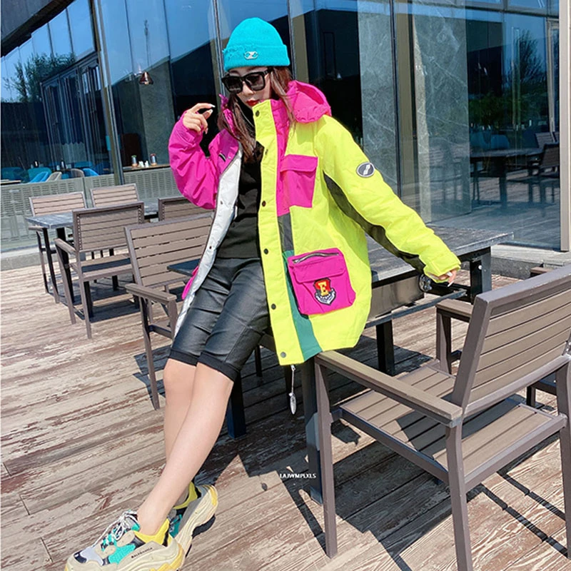 Женский пуховик в стиле хип хоп свободный Универсальный цвета уличном YR26 новинка