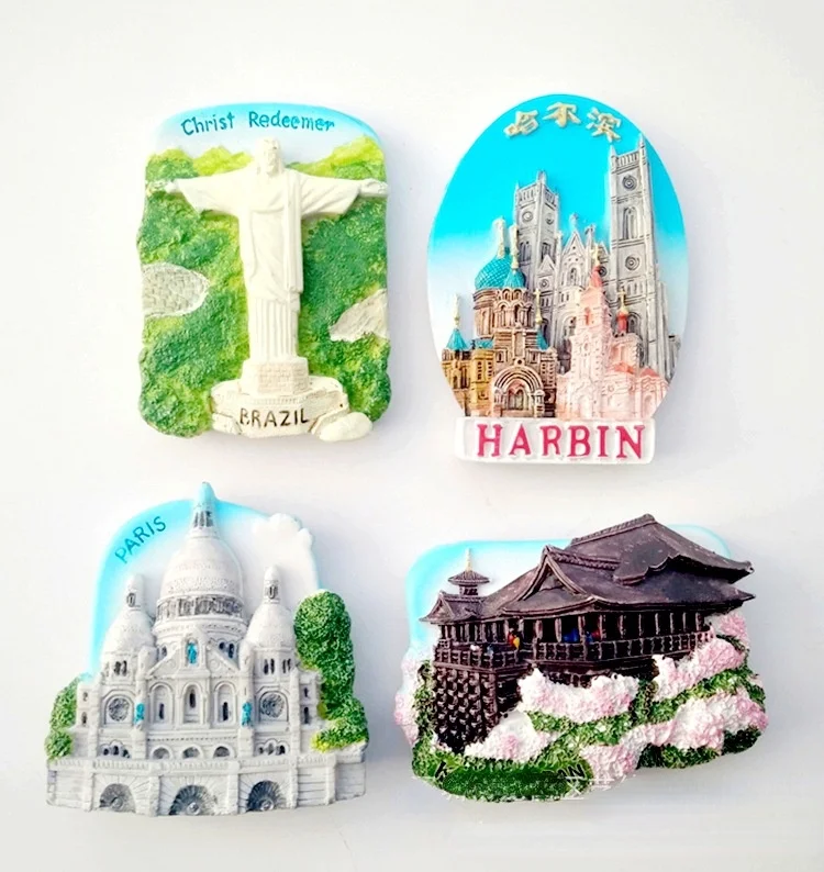

Магнит на холодильник из смолы, креативный туристический магнит на холодильник из смолы, для Франции, Бразилии, Японии, украшение для дома