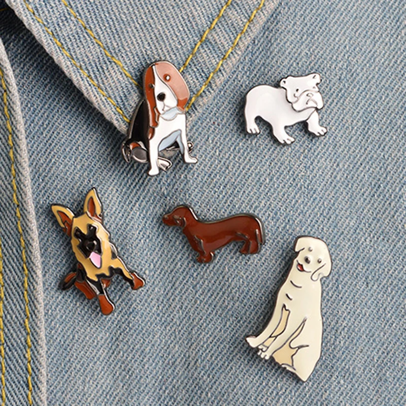 Мультяшные броши в форме собаки для женщин и мужчин серебряный цвет Милые Броши