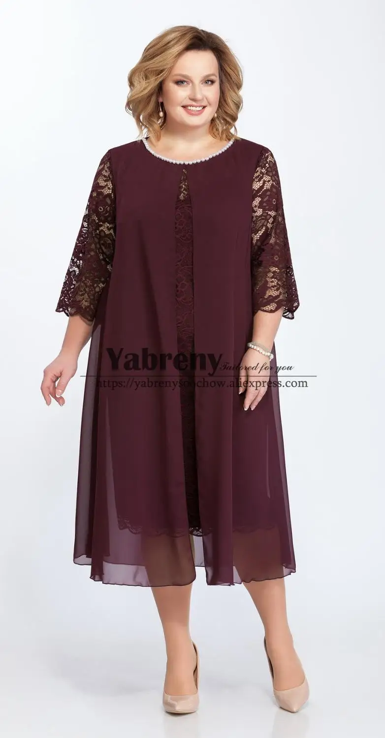 

Burgundy Tea-Length Mother Of The Bride Dresses New Arrival