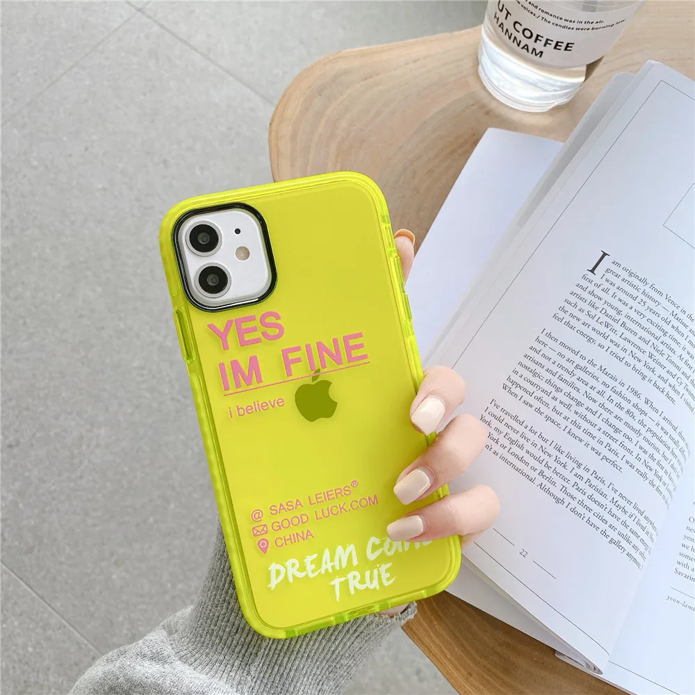 Флуоресцентный цветной чехол для телефона с надписью iPhone 11 Pro Max XR X XS 7 8 Plus