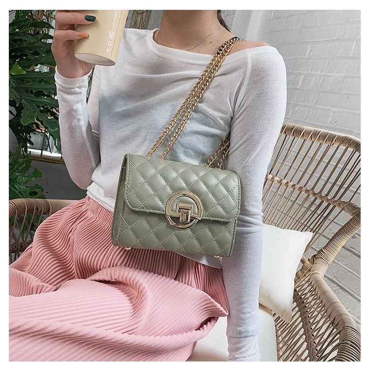 

2020 Women Versatilel Bag Female Vintage Diamond Latticce Fashion Bag New Messenger Bag Lady Casual Chain Small Flap Bag