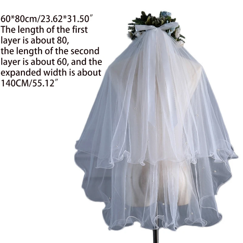 

Wedding Bridal Veil with Comb Bridal Tulle Veils Wedding Hair Accessories for Brides 2 Tier Elbow Length