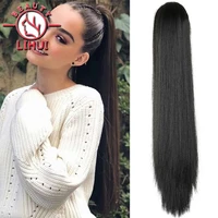 clip in ponytail hair extension wig straight long synthetic wrap around fake pony tail blonde false afro hairpiece 22