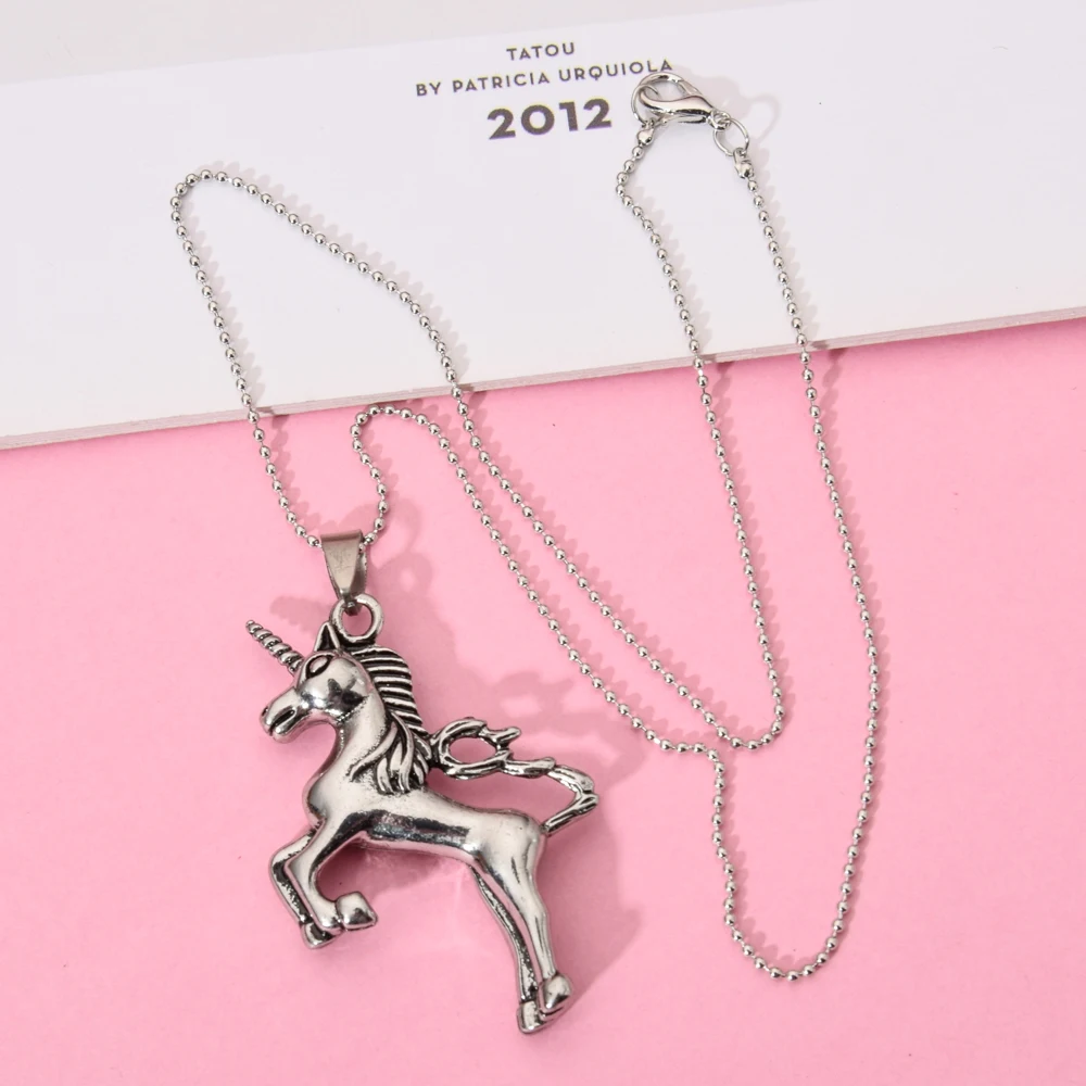 Колье в стиле хип хоп для мужчин и женщин украшение виде единорога листка дерева