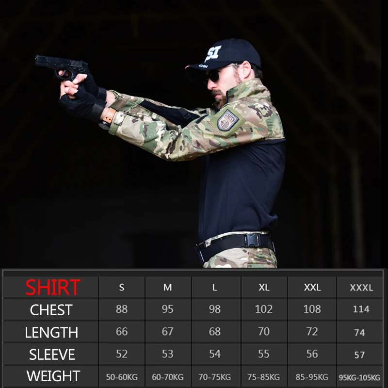 

Men Military Camouflage Tactical Combat Shirt Multi camo Outdoor Durable Breathable US Army Shirt Male Long Sleeve Paintball
