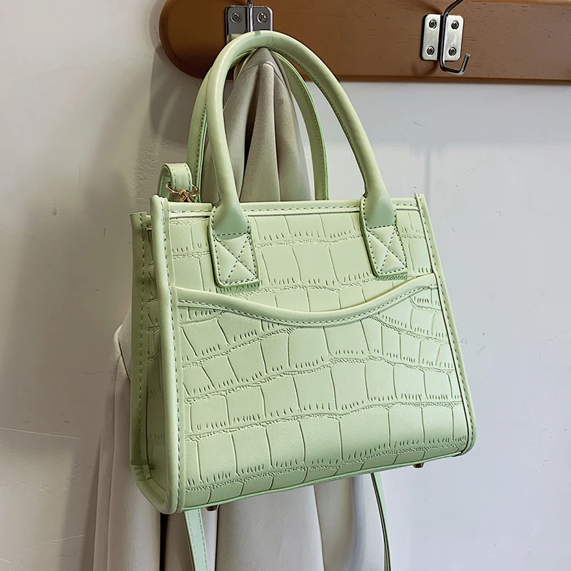 

Stone Pattern PU Leather Crossbody Bags for Women 2021 Handbag and Purses Fashion Simple Shoulder Simple Totes Ladies Green