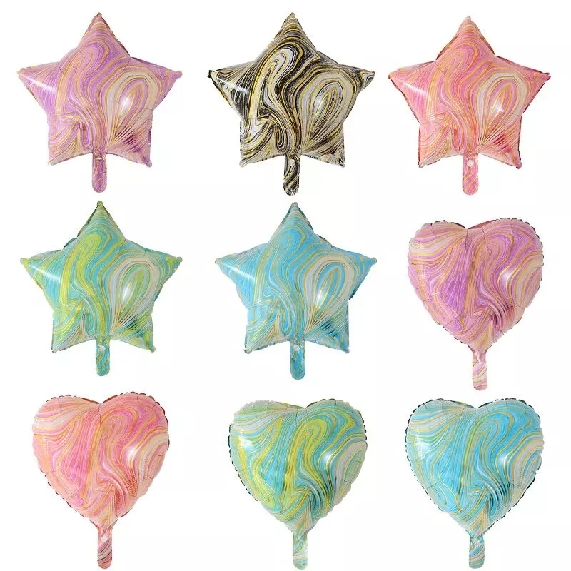 

10Pcs/lot 18Inch Foil Agate Star Balloons Colorfully Heart Balloon Helium Globos Birthday Party Wedding Decorations Supplies