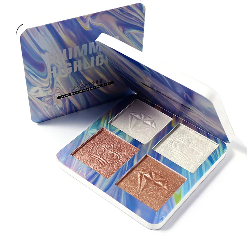 Палитра блестящих перламутровых хайлайтеров 4 цвета| |