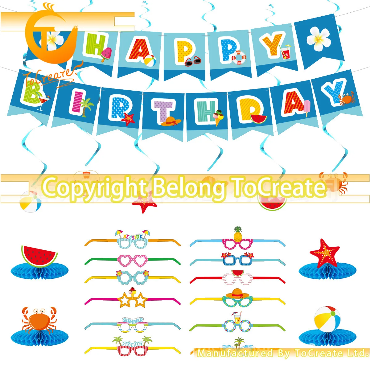 Летний Пляжный тематический фон для вечеринки Набор декоративных предметов дня