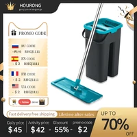 floor mop with cleaning bucket flat mop quick drying mop mop without leaving stains 360 degree angle adjustment squeeze mop