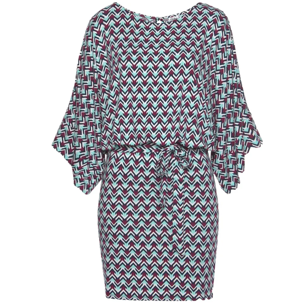 Женское винтажное платье с широкими рукавами и принтом летнее повседневное мини