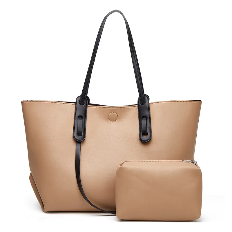 

FUNMARDI Large Capacity Tote Bag Shoulder Bags For Women Luxury Brand Solid Color Handbags PU Leather Belt designer Shopping Bag
