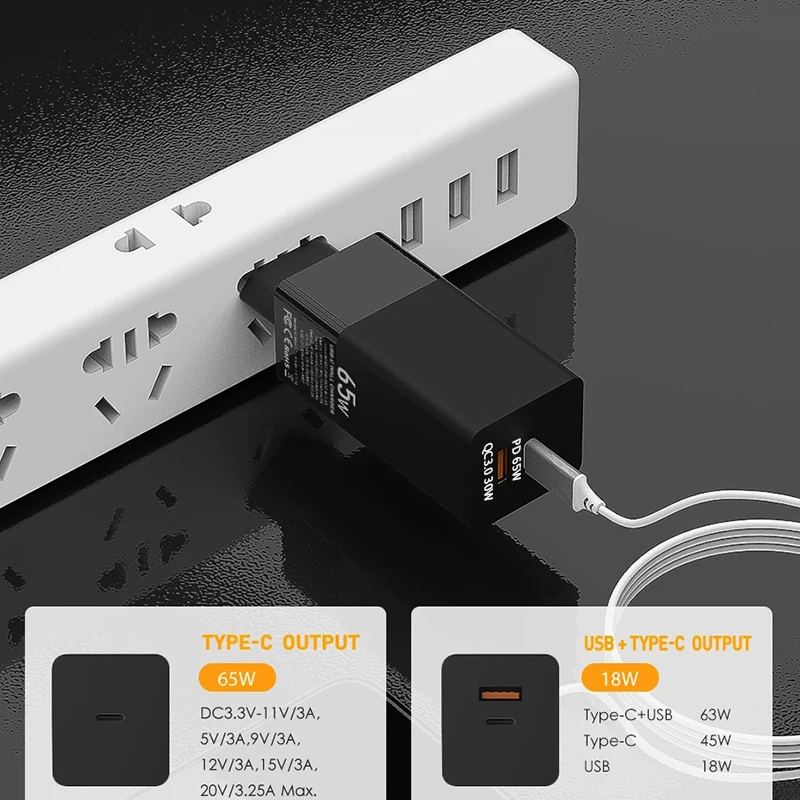 Сетевое зарядное устройство с несколькими устройствами 65 Вт USB/Type-C | Мобильные