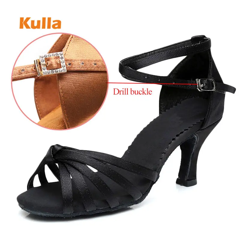 Туфли женские для латиноамериканских танцев мягкие сандалии с пряжкой высокий