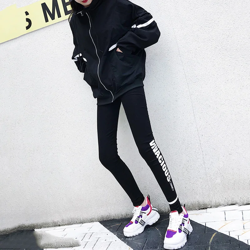 Женские леггинсы для фитнеса с буквенным принтом|Легинсы| |