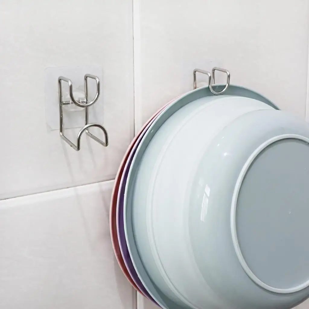 

Hot Stainless Steel Washbasin Rack Saving Space Wall-Mounted Bathroom Basin Hooks Storage Racks Dropshipping
