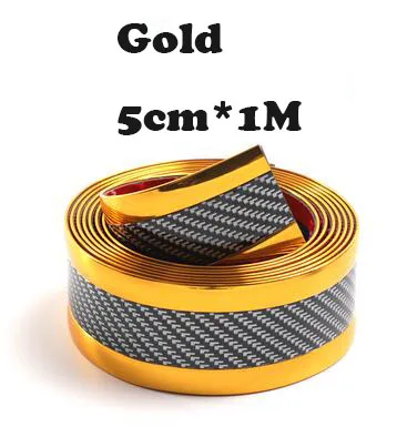 Gold 5cm X 1M Углеродное волокно резиновый порог 5D Защитная Автомобильная Наклейка для Toyota Corolla аксессуары e120 аксессуары для салона автомобиля - Название цвета: Gold 5cm X 1M