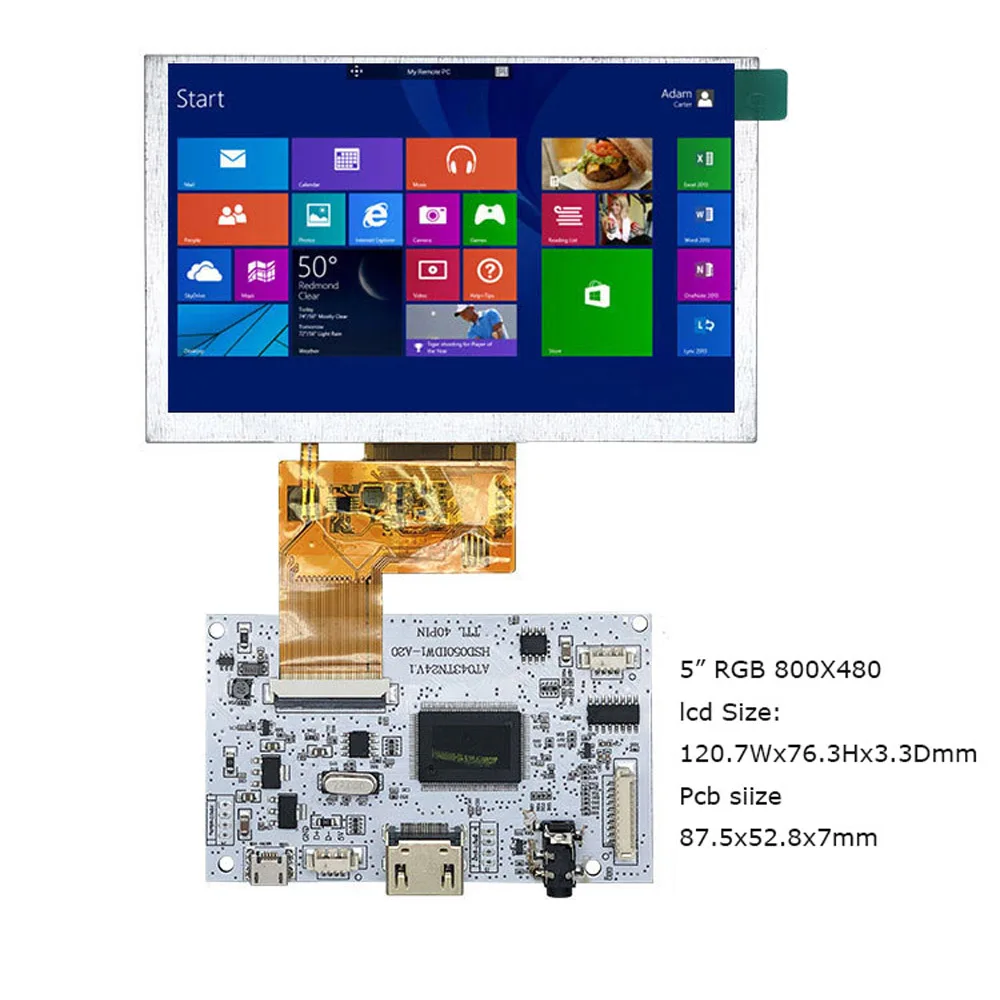 Универсальная плата драйвера ЖК дисплея 4 3 дюйма 5 дюймов 40Pin 800x480 480x232 AT043TN24 HSD050IDW В