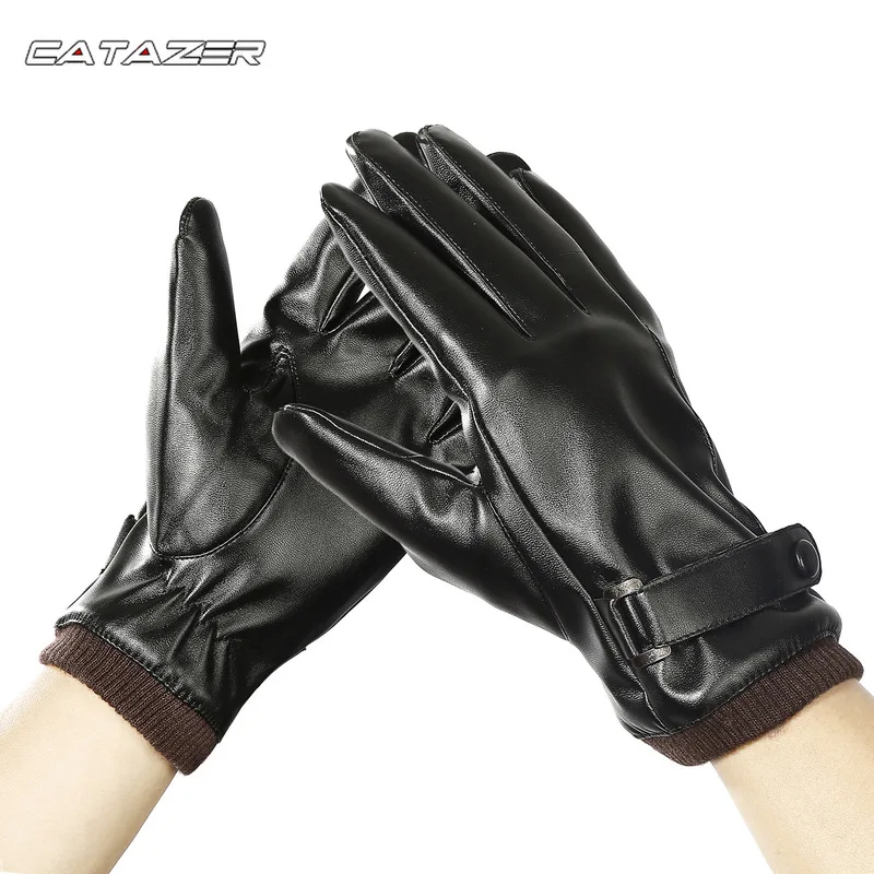 

Winter Anti-skid Riding Outdoor Sports Windproof Touch Screen Warm Gloves Men's Waterproof Leather Plus Velvet Gloves