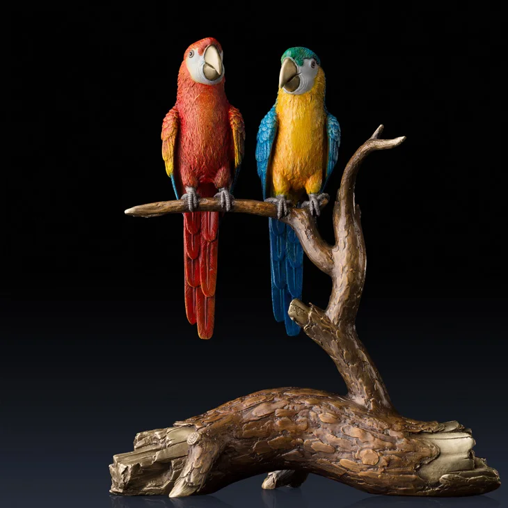 Antique bronze Pure Copper Parrot Bird Owls On the Stake Statue Base Home Decoration Furnishing Articles Business Gift | Дом и сад